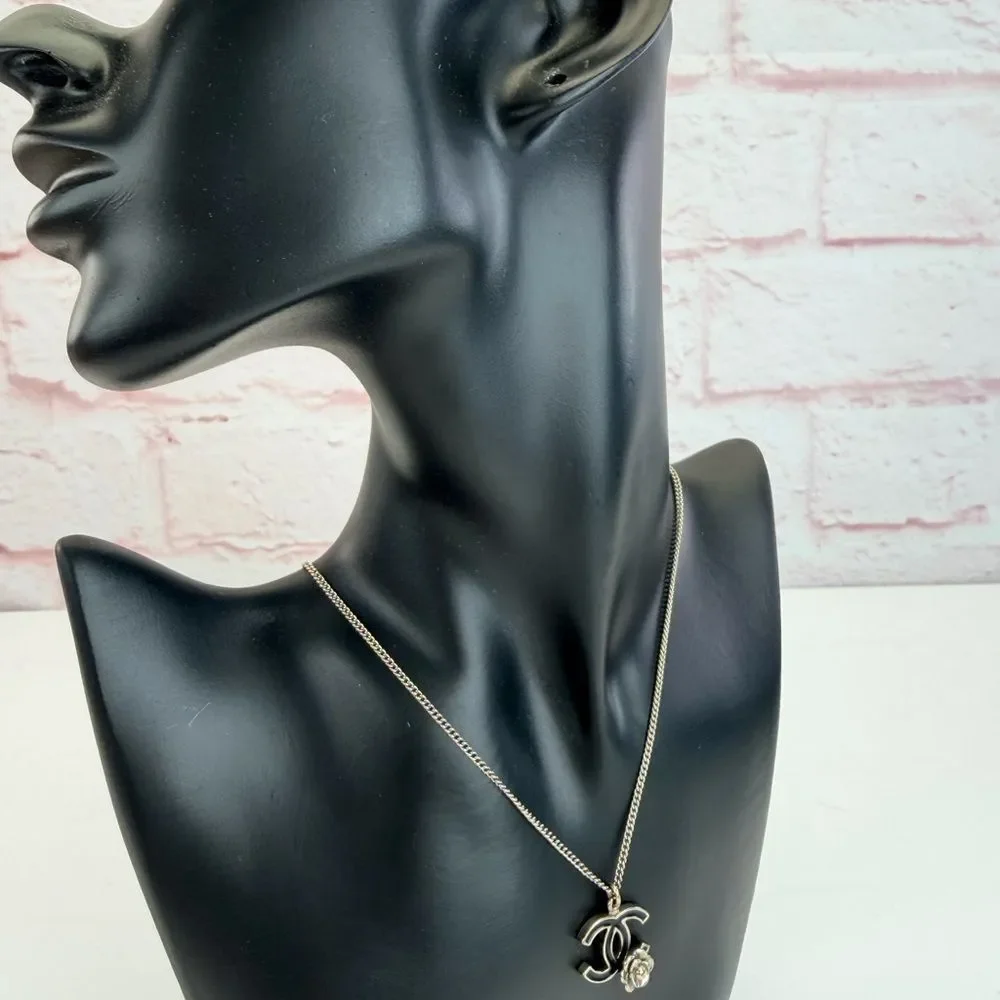 CHANEL Camelia Flower Cc Logo Necklace